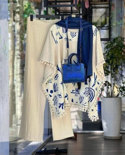 ست پانچ و شلوار پریشاه کد 3205