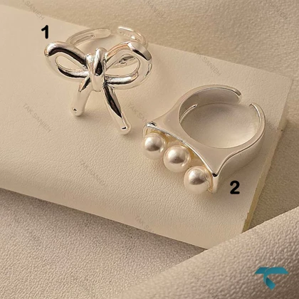 انگشتر نقره ایی پاپیون و مروارید Ring-8675-L