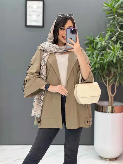 مانتو لینن آستین بند ضربدری