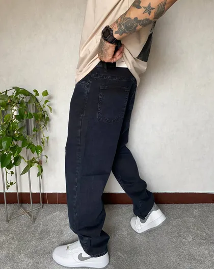 شلوار بگ رنگ بلوبلک (ابی سرمه ای مشکی)