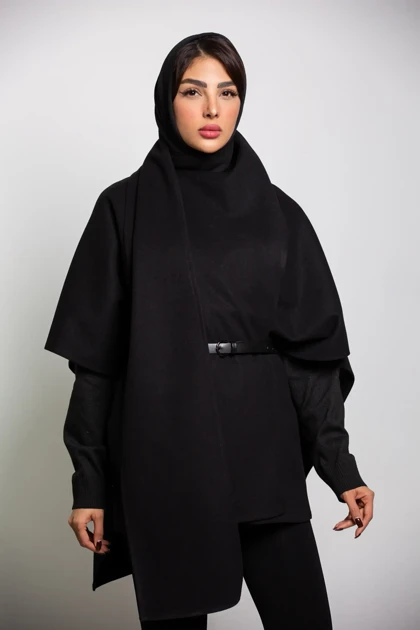 پالتو پانچ رویا با کمربند چرم