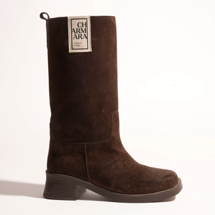 بوت چرم زنانه قهوه ای مدل sylvie