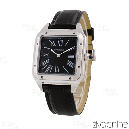 ساعت کارتیه مردانه سانتوس دومونت قاب سیلور صفحه مشکی 105551