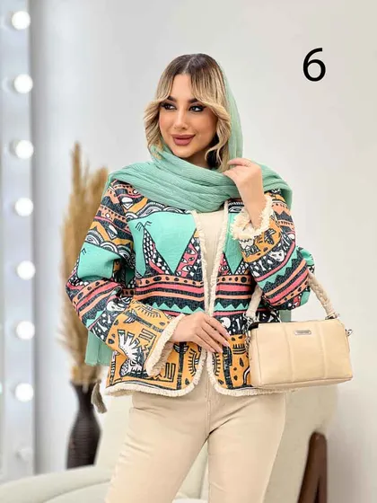 مانتو طرح دار آستین ریش