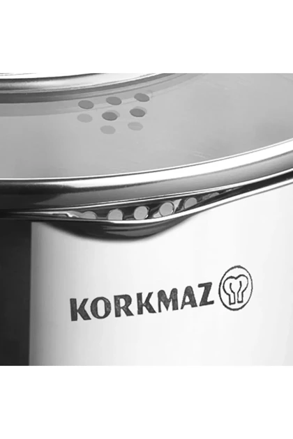 سرویس قابلمه 8 تکه KORKMAZ مدل Vertex استیل - سفید