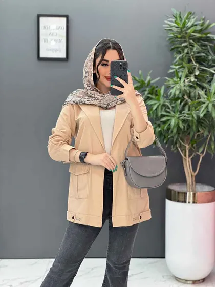 مانتو لینن آستین پاگن دو جیب