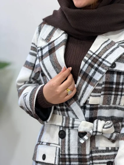 پالتو پشمی بلند آستردار متینا