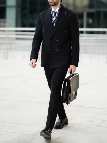 کت مشکی دبل برست دکمه مشکی c251