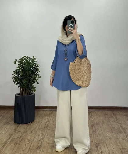 تونیک مانتویی جین کاغذی سارا(ایراد دار)