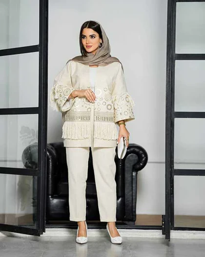 کت دخترانه مدل لینن خرج کار هندی آستین ریش