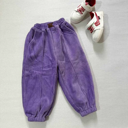 شلوار مخمل کبریتی لاینردار بنفش اورجینال