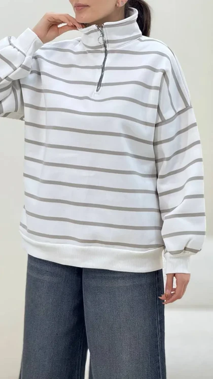 سویشرت نیم زیپ راه راه