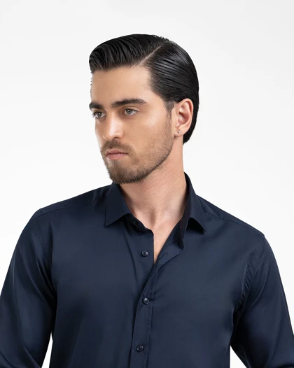ام کی کالکشن پیراهن آستین بلند mk-22909-navy-blue