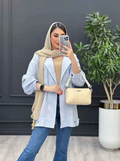 مانتو لینن جیب کج پشت پاگن