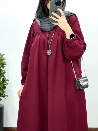 پیراهن مانتویی بلند کتان پنبه 3