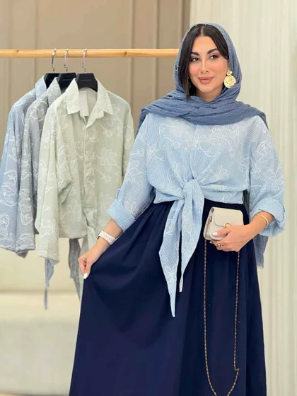 شومیز طرح دار گره‌ای