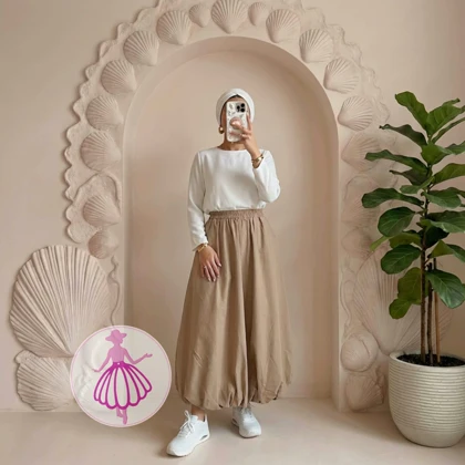 دامن لینن بالونی جیب‌دار بلند در رنگبندی متنوع