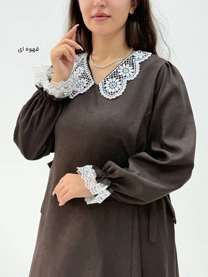 پیراهن مانتویی زنانه افسون | مخمل کبریتی