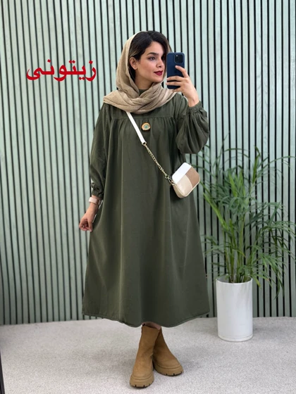 پیراهن مانتویی کتان