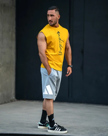 رکابی ورزشی وست ADIDAS زرد فری سایز