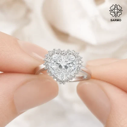 انگشتر استیل نگینی طرح قلب رنگ نقره ای کد 40707400