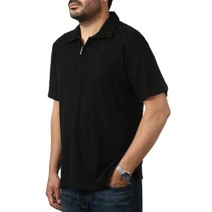 پولوشرت آستین کوتاه نیم زیپ مردانه تن کوک مدل 151456