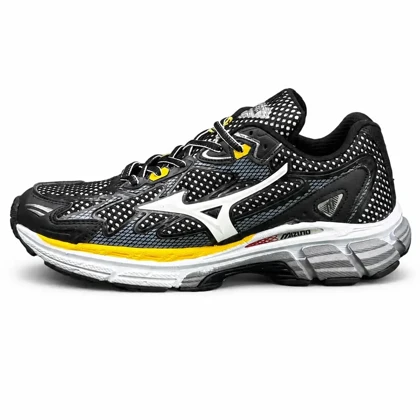 کفش کتانی مردانه مدل میزانو مشکی زرد Mizuno
