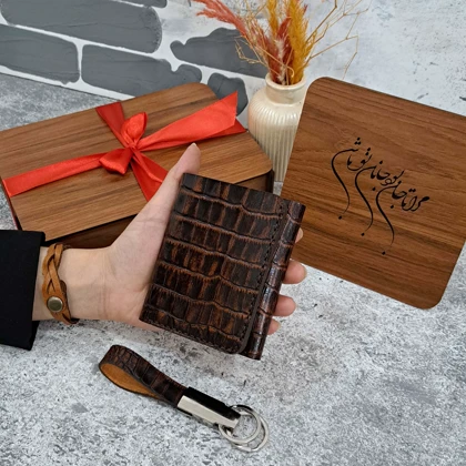 کیف پول جیبی مردانه چرم طبیعی مناسب هدیه