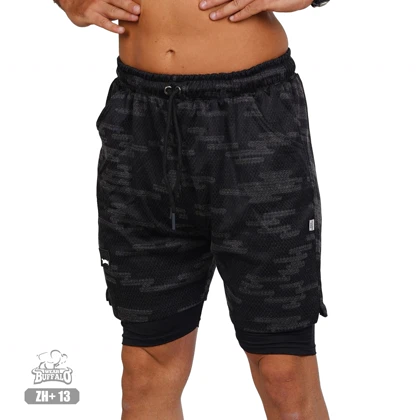 شلوارک بوفالو کشاله دار مشکی چریکی