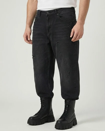 شلوار جین بگ مردانه مشکی سنگ شور با کیفیت SB112