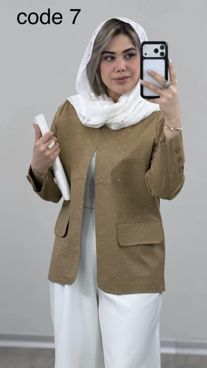 کت کتان نگین‌دار لیلا علیدسا
