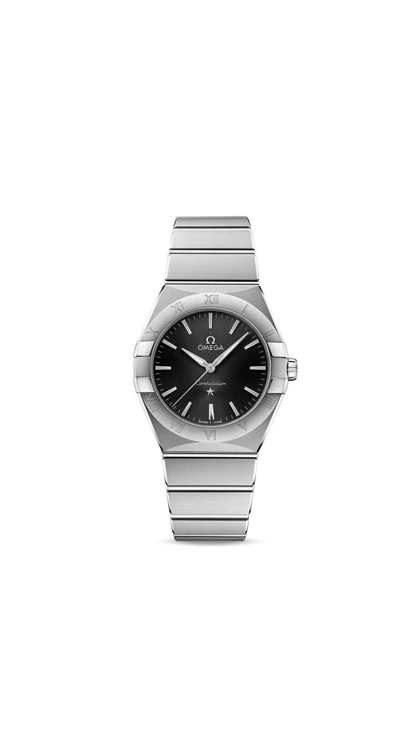 ساعت امگا کانسلیشن زنانه نقره ای صفحه مشکی ایندکس خط Omega Constellation Silver