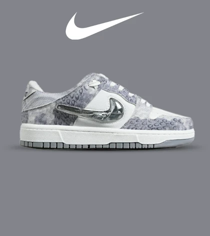 کفش کتانی مردانه و زنانه سفید زغالی NIKE dunk low steam puppet مدل 7341