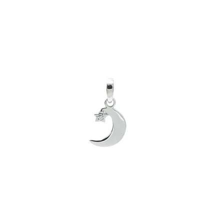 آویز نقره نگین‌دار طرح ماه و ستاره HS01