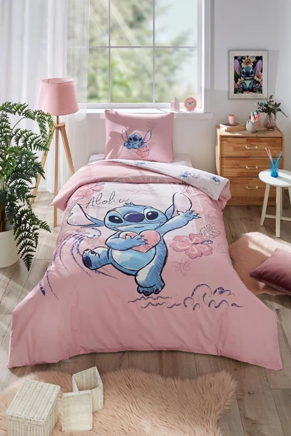 سرویس روتختی یک نفره Özdilek مدل Stitch Aloha پنبه‌ای - صورتی