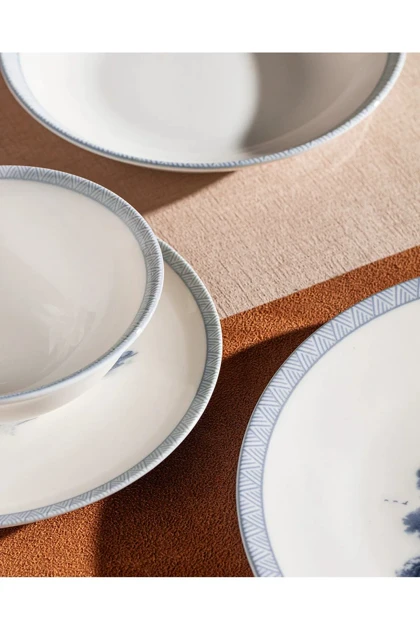 سرویس غذاخوری 6 نفره Madame Coco مدل Marcel Bone China - آبی/سفید