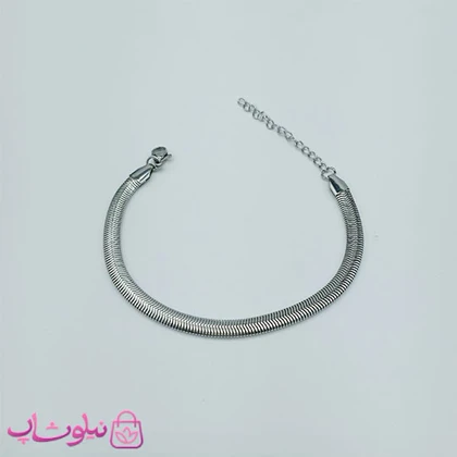 دستبند هرینگبون نقره ای رنگ مدل نرم عرض 8 میل کد 941