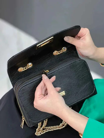 کیف مستطیلی بند زنجیری دو زیپ