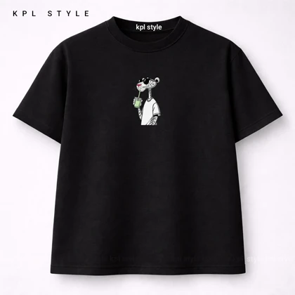 تیشرت باکسی طرح پلنگ صورتی 100٪ پنبه | کد 1380