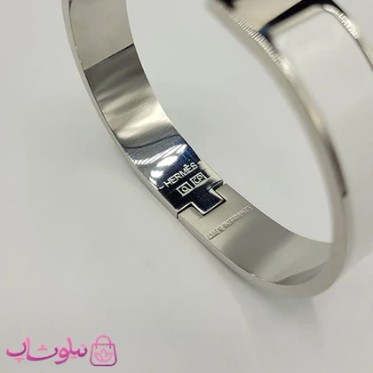 دستبند زنانه هرمس سفید نقره ای استیل قفل اورجینال کد 680
