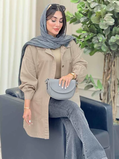 مانتو کتان بغل سه دکمه جیب پایین