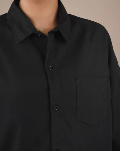 شومیز کراپ ساده مشکی کد 29511