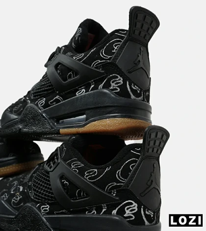 کفش کتانی ساق‌دار مردانه و زنانه مشکی Jordan 4 x Kaws مدل 6886