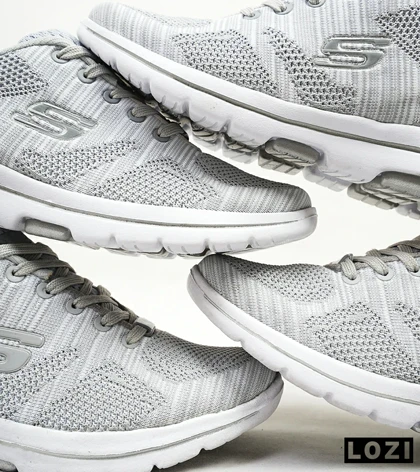 کفش کتانی طبی ورزشی طوسی سفید SKECHERS ULTRA GO
