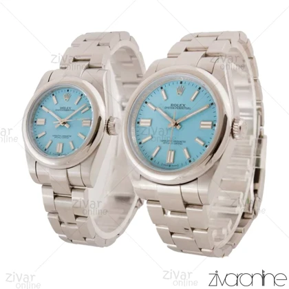 ست ساعت رولکس اویستر پرپچوال نقره ای صفحه آبی تیفانی 104072