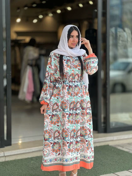 پیراهن بلند طرح دار کد 859