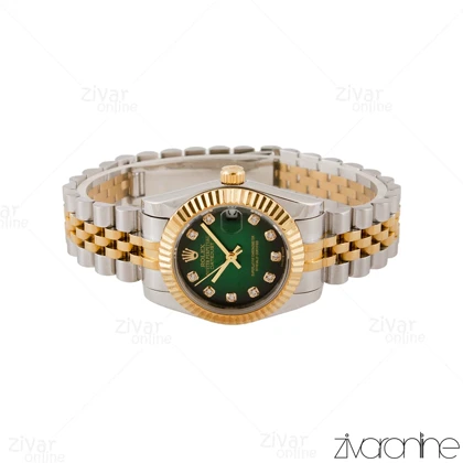 ساعت رولکس دیت جاست زنانه طلایی صفحه سبز مشکی 104833