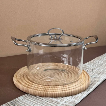 قابلمه پیرکس دسته استیل