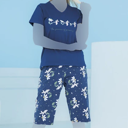 ست زنانه تیشرت یقه گرد و شلوارک چاپدار بلکس (نیکوتن پوش) کد 62426