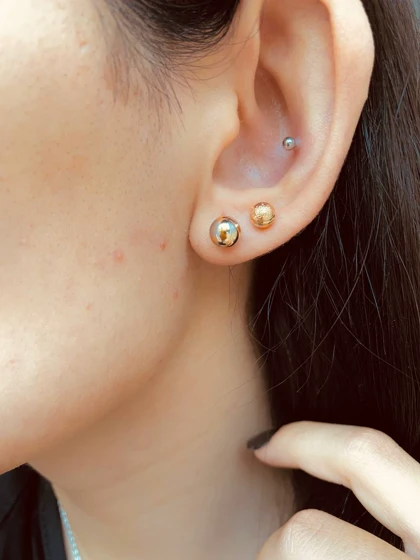 گوشواره توپی مات و دورنگ براق ژوپینگ